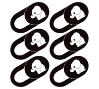 KONTONTY Lot de 6 Caches-Webcam en Abs Blanc à Motif Éléphant, Couverture Confidentialité Coulissante Ultra-Fine pour Ordinateur Portable et Tablette, Protection Anti-espionnage,