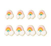 KONTONTY Lot de 8 Écussons Brodés DIY en Chenille Arc-en-ciel Double Couche, Patchs Thermocollants Dos Adhésif, Petits et Grands Modèles, Accessoires Couture pour Vêtements et Paquet