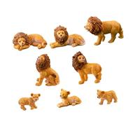 KONTONTY Lot de 8 Figurines Mini Lions en Résine Décoratives, Modèles Animaux Réalistes, Mini Décorations Animales pour Bureau et Jardin, Ornements Créatifs pour Intérieur et Extérieur