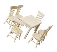 KONTONTY Miniature Table Chair Set Bois Échelle Mobilier Maison de Poupée Décoratif pour Cuisine et Salle à Manger Ensemble Table Chaises pour Maison Miniature