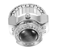 KONTONTY Montre Bague Digitale Confortable et Décorative, Design Unique et Élégant Vintage en Quartz Verre et Métal Argenté Usage Décontracté Quotidien