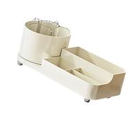 KONTONTY Organiseur De Bureau Rotatif pour Cosmétiques 5013 Blanc Crème Présentoir pour Maquillage Rangement pour Soins De La Peau Étui De Rangement pour Pinceaux