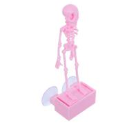 KONTONTY Ornement D'aquarium Squelette Animé Rose avec Base à Ventouse | Pla, Joints Mobiles Articulés, Pose Interactive, Format Compact, pour Aquarium de Bureau et Décorations