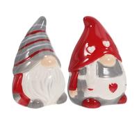 KONTONTY Paire de Salière et Poivrière Compacts Forme Gnome en Céramique Flacons de Conservation du Poivre et Faciles à Nettoyer pour Table à Manger ou Appartement
