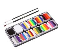 KONTONTY Palette De Peinture Pour Le Visage Lavable À 12 Compartiments Kit De Maquillage Pour Garçons Et Filles Ensemble De Coloriage Pour Le Visage Body Art Motifs De Drapeaux Nationaux