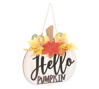 KONTONTY Panneau de Bienvenue en Bois de Citrouille Naturelle 30X30 CM, Décoration Suspendue d'Automne pour Porte d'Entrée, Ornement Mural Compact pour Fête de Thanksgiving