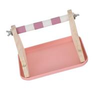 KONTONTY Perchoir pour Petit Perroquet avec Plateau Plastique Amovible, Support en Bois pour Cage à Oiseaux, Design Innovant, Facile à Entretenir, pour Environnement Domestique