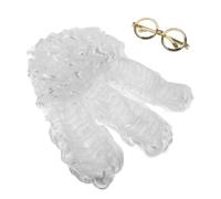 KONTONTY Perruque Blanche Bouclée Longue Perruque De Juge Accessoire De Costume Pour Cosplay Avocat Coiffe Historique Pour Fête Halloween