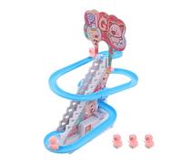 KONTONTY Petit Ours Électrique Escaladant L’Escalier avec Toboggan Lumineux et Musical Circuit de Course Interactif avec 6 Animaux USB Rechargeable Jeu D’Intérieur pour Tout-Petits