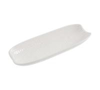 KONTONTY Plateau de Service en Céramique Blanche pour Épi de Maïs | Compatible Micro-ondes et Four, Relief 3d, Surface Lisse, Prise Antidérapante, Nettoyage Facile