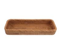 KONTONTY Plateau Panier à Goûter Tressé en Rotin Rectangulaire 38x13 CM | Design Rustique, Facile à Transporter, Compartiments pour Snacks, Cuisine et Réception