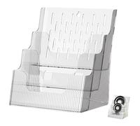 KONTONTY Présentoir Brochure Transparent Mural Bureau Organiseur de Documents Stable et Réutilisable Support Multi Poches pour Flyers Catalogues et Dépliants Rangement Compact pour Bureau