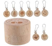 KONTONTY Set De Marqueurs De Points Bois Amovibles pour Tricot Et Crochet avec Boîte De Rangement Ronde Accessoires DIY pour Mailles Et Aiguilles