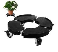 KONTONTY Support de Jardinière Noir en Plastique Roues Réglables, Design Simple et Surface Texturée, pour Pots de Fleurs Intérieur et Extérieur Facile à Déplacer