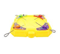 KONTONTY Toupie Gyroscopique Jeu Interactif Garçon Et Filles, Plateau De Combat Jaune, Lot 1 Set 4 Toupies Et 4 Lanceurs, Jouet Portable Résistant à L’Usure, Compétition Familiale Et Activité Ludique