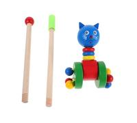 KONTONTY Wooden Cartoon Animal Walker for Safe Rounded Edges Push Toy Motor Skills Cognitive Play and Social Interaction