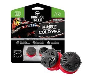 KontrolFr all of Duty: Black Ops Cold War Performance Thumbsticks pour Xbox One et Xbox Series X | 2 à grand hauteur, convexe| Noir/Rouge.