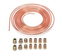 Konuooer Tuyau de Frein 7.6m Placage d'alliage de cuivre Tuyau Frein Tube,OD 4,75mm, Kit de Conduite Générale de Frein 3/16" de Rechange pour Automobile avec 16 écrous