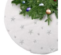 KONVINIT Jupe de Sapin de Noël Blanc Jupes d'arbre De Noël Blanc De Luxe XmasTree Jupe Christmas Tree Skirt Deco Pied Sapin Noel Doux et Chaud Paillettes avec étoiles,78cm/90cm/122cm