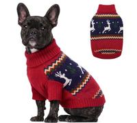 KONVINIT Pull Noël Chien, Pull Chien Christmas Pull pour Chien Temps Froid | Plus Chaud épaississement Pull jacquard noel serré；col roulé doux；westie；fête de noel；manches courtes ; vetement chien noel