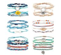 Konxi 24 Pièces Bracelet Bresilien Multicolore Bracelet Tressé Bracelets Cordon Femme Surfeur Réglable Amitié pour Femme Homme Fille (colore-B-24pcs)