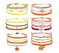 Konxi 24 Pièces Bracelet Bresilien Multicolore Bracelet Tressé Bracelets Cordon Femme Surfeur Réglable Amitié pour Femme Homme Fille (colore-A-21pcs)