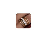 Konxi 4-5 Pièces Bagues Vintage Or Pour Femmes Empilables Bague d'Or Ensemble Vintage Chunky Gold Rings Zirconia Vintage Knuckle Anneau Femme (Or-B, 57)