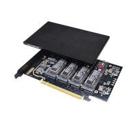 KONYEAD Carte d'extension SSD pcie4.0 x16 à m.2 m-Key nvme x 4 avec dissipateur Thermique, Prend en Charge 4 NVMe M.2 2280 jusqu'à 256 Gbit/s, Carte Adaptateur M2 2280 sans Pilote. Bifurcation