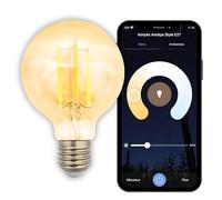Konyks Ampoule connectée Antalya Style G80 E27 – déco ambrée, blanc réglable, Wi‑Fi + Bluetooth, 7W