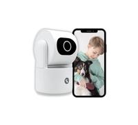 Konyks Camini Care 2 - Caméra de Surveillance intérieure WiFi, 3MP, Bouton d'appel vidéo et Sirène intégrée, Notifications Smartphone, Détection de Mouvement et Bruit | Compatible Google Home et Alexa