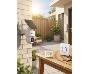 Konyks x Samsung Kit de sécurité - Caméra Wi-Fi extérieure CAMINI AIR S360, Sonnette connectée DRIING et carte mémoire microSD Sonic the Hedgehog PRO Plus 256 Go
