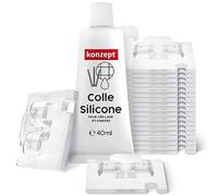 Konzept 11 Crochets adhésifs extérieur 20 pcs avec colle de montage extra-forte 40ml, fixation de filet pour chats sur balcon sans perçage, transparent, fixation pour filet de protection pour chats