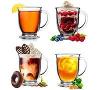 Konzept 11 Lot de 4 verres à thé avec anse, 400 ml, XXL, verres à latte macchiato, verres à cocktail, parfaits pour le thé, le café, le vin chaud, le cappuccino, transparent, passe au lave-vaisselle