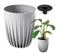 Konzept 11 - Pot de fleurs haut de 30 cm de diamètre, grand pot de plantation pour l'extérieur, balcon, pot de décoration avec insert gris, pot pour palmier