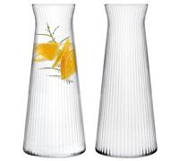 KONZEPT carafes eau en verre rainuré - lot de 2 x 1 L, résistantes, passe au lave-vaisselle, sans BPA, design élégant pour eau, jus ou boissons froides