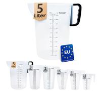 KONZEPT Gobelet gradué 5 litres, Différentes tailles au choix, Idéal pour la cuisine, le jardin, l'atelier, Transparent, Plastique robuste, Mesure au litre