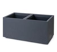 KONZEPT Grand pot de fleurs rectangulaire 40 x 80 x 40 cm sur roulettes, pour intérieur et extérieur, carré, aspect béton, en plastique, mobile, idéal pour le jardin, la terrasse, le balcon et les