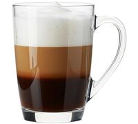 KONZEPT Lot de 6 verres à café de 300 ml avec anse et verres à latte macchiato, tasses pratiques pour café et thé, passent au lave-vaisselle, transparents