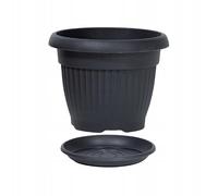 KONZEPT Pot de fleurs grand format pour l'intérieur et l'extérieur - En plastique - Avec soucoupe - Résistant aux intempéries et au gel - 8 l - 30 cm - Anthracite
