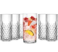 KONZEPT Set de verres 6 pièces, Ensemble de verres à boire 300ml pour eau, jus, latte macchiato, cocktails, Verres à eau cannelés, Verres à jus, Verres à cocktails, Idéal pour la maison & soirées