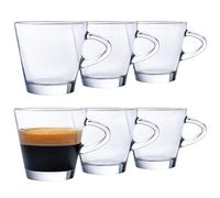 KONZEPT Tasses à espresso 80 ml - Set de 12 en verre à paroi épaisse avec anse - idéales pour noisette, café serré et allongé
