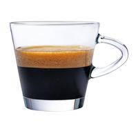 KONZEPT Tasses à espresso 80 ml - Set de 6 en verre à paroi épaisse avec anse - idéales pour noisette, café serré et allongé