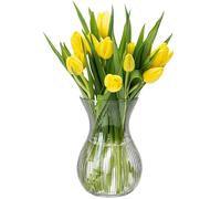 KONZEPT Vase à Fleurs en Verre Transparent, Ronde, 18 cm de Haut, ⌀ 11 cm, Passe au Lave-Vaisselle, Idéal pour les Tulipes et Autres Fleurs, Décoration de Table pour Mariages et Fêtes