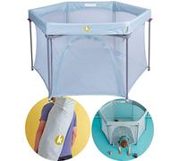 Koo-di Happy Home Parc pliable | Parc pliable pour bébés et tout-petits | Résistant à l'eau | Base rembourrée | Porte zippée pour un accès facile | Parc de jeu parfait pour l'intérieur, l'extérieur et