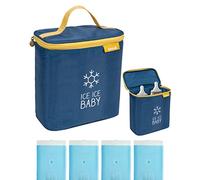 Koo-Di Ice Ice Baby Glacière isotherme pour biberon, comprend 4 packs isothermes adaptés aux avions, sac pour bouteille de voyage, garde les aliments et les boissons au frais
