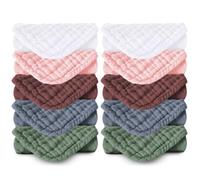 Koo-dib Debarbouillette Langes Coton Bebe Lavable, 10 Serviette Visage, Gants de Toilette Extra Douces Coton Reutilisable Lavable pour Nouveau Né Peau Indispensable Bebe