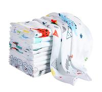 Koo-dib Langes Coton BéBé 80x80cm, Couverture Emmaillotage Bebe Coffret Naissance Garcon, Lot de 10 Lange, Lingette Lavable Coton Bebe Change Carre, Housses, Serviette De Matelas à Langer Bain Bebe