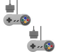 KOO Interactive - Lot de 2 Manettes de Jeu pour Console Nintendo Super NES SNES - Grise