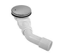 KOOBON Bonde de douche 90 mm extra plate avec siphon, anti-odeurs, tamis à cheveux et coude d'évacuation DN 40/50 mm, couvercle chromé, évacuation de douche plate