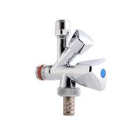 KOOBON Robinet équerre combiné auto-scellant, raccord mural 1/2", raccord de tuyau 3/8", robinet d'angle combiné chromé avec raccord de tuyau pour conduites d'eau froide et chaude